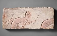 Bowing Attendants, Limestone, paint