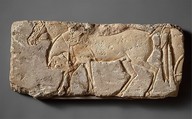 Horses Harnessed to a Chariot, Limestone, paint