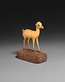 Gazelle, Ivory (elephant), wood, blue-pigment inlay