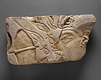 Relief showing the Aten interacting with the queen, Limestone