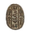 Scarab with the Name of the Hyksos King Sheshi, Glazed steatite