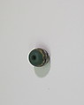 Green bead with applied mosaic strips, Glass