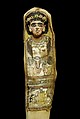 Mummy with a Painted Mask Depicting a Woman Holding a Goblet, Mummified human body, linen, plaster, paint, mummification material