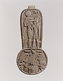 Menat of Taharqo: the King Being Nursed by the Lion-Headed Goddess Bastet, Faience