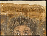 Fragmentary Shroud with a Bearded Young Man, Linen, tempera paint