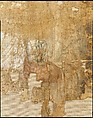Fragmentary Shroud with a Bearded Young Man, Linen, tempera paint