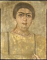 Shroud of a Woman Wearing a Fringed Tunic, Linen, paint (tempera)