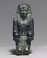 Kneeling statuette of King Amasis, Bronze, precious metal inlay and leaf