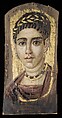 Portrait of a young woman with a gilded wreath, Encaustic on wood with gold leaf