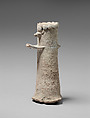 Neck of a cult vessel with the head of a cow, Clay, fired; paint
