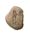 Ostracon depicting the god Seth with an ankh sign, Quartz, paint