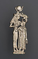 Amulet of Isis or Hathor nursing a queen, Metal - Silver