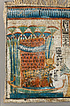 Painted Linen Depicting the Priest Tjanefer and his Family before the Goddess Hathor, Linen, paint