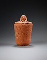 Canopic jar with human head, Pottery, paint