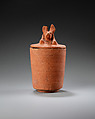 Canopic jar with jackal head, Pottery, paint