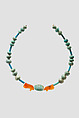 String of Beads and Amulets, Egyptian Blue, faience, carnelian, feldspar