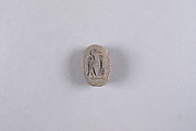 Scarab with Ba bird and nefer, Faience