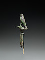 Horus falcon on papyrus stem, Cupreous metal