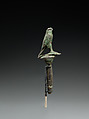 Horus falcon on papyrus stem, Cupreous metal