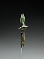 Horus falcon on papyrus stem, Cupreous metal