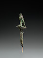 Horus falcon on papyrus stem, Cupreous metal