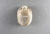 Scarab Decorated with Falcon Flying over Beetle, Steatite, traces of white glaze