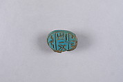 Scarab with Hieroglyphs, Blue glazed faience