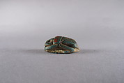 Scarab with Hieroglyphs, Blue glazed faience