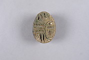 Scarab Inscribed with the Name Menkheperre (Thutmose III), Green glazed steatite