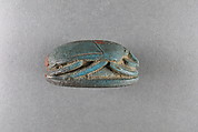 Scarab inscribed with the names of Piye and Taharqo, Blue faience