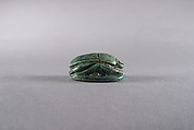 Scarab Inscribed with a Wish to Have Children, Green glazed steatite