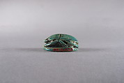 Scarab Inscribed with a Wish to Have Children, Green glazed steatite