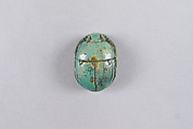 Scarab Inscribed with a Wish to Have Children, Green glazed steatite