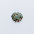 Design Amulet with Loop on the Back, Device of Two Children shown in Opposite Vertical Orientations, Faience