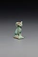 Cat amulet, Faience, blue