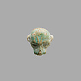 Bead in form of a head of a leopard, Faience