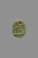 Scarab with Sobek and Wadjet, Green glazed faience
