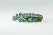 Crocodile amulet, Faience