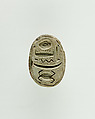 Scarab Inscribed with the Names of Amun-Re and Neith, Light green faience