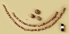 String of beads, Clay (unfired), Carnelian