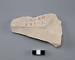 Hieratic ostracon with short list in red and black, Limestone, ink, paint