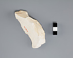Hieratic ostracon with remains of red numeral, Limestone, ink, paint