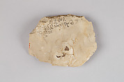 Ostracon inscribed with identity marks, Limestone, ink, paint