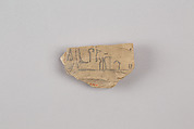 Hieroglyph ostracon, Limestone, ink, paint