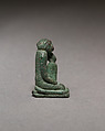 Monkey kneeling and resting its head in a hand, Bronze