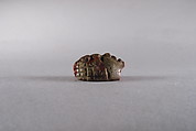 Head Saraboid Inscribed with Hieroglyphs, Red glass ?