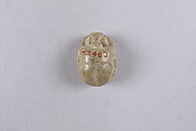 Scarab with the Representation of a Young Sun God with Enthroned Figures, Glazed limestone