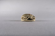 Scarab with the Representation of a Young Sun God with Enthroned Figures, Glazed limestone