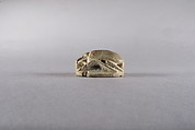 Scarab with the Representation of a Young Sun God with Enthroned Figures, Glazed limestone