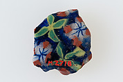 Vase fragment, conventional floral design, Mosaic glass